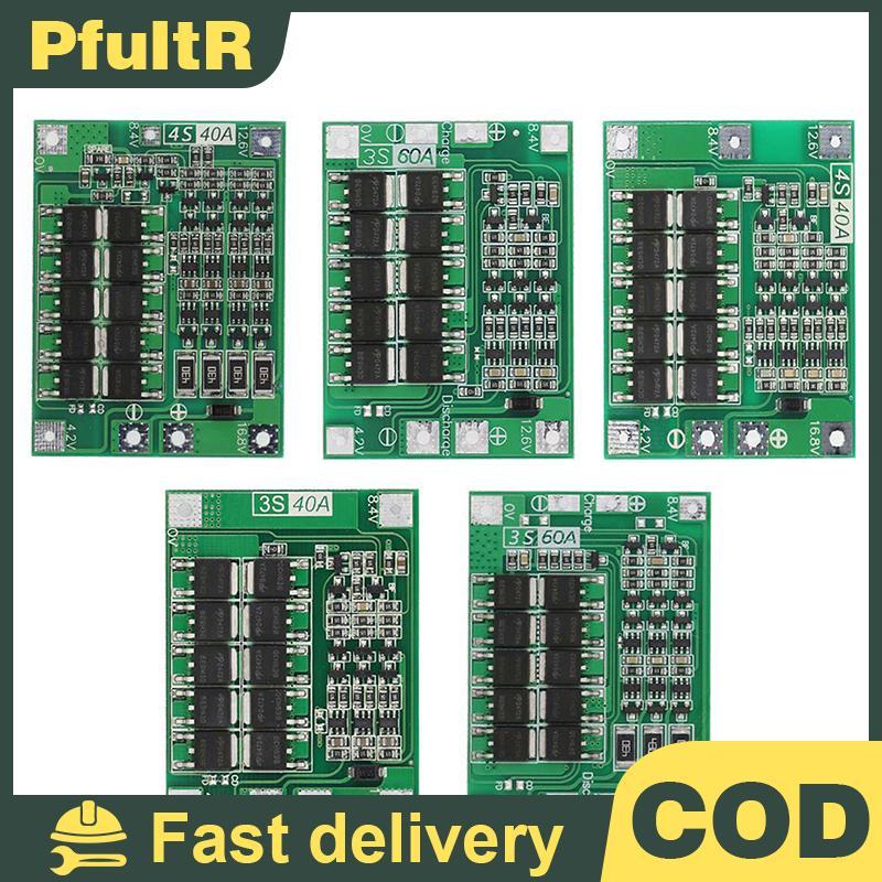 3S 4S 40A 60A 18650 แบตเตอรี่ Li-ion BMS แผ่นป้องกันสําหรับมอเตอร์เจาะ 11.1V-16.8V