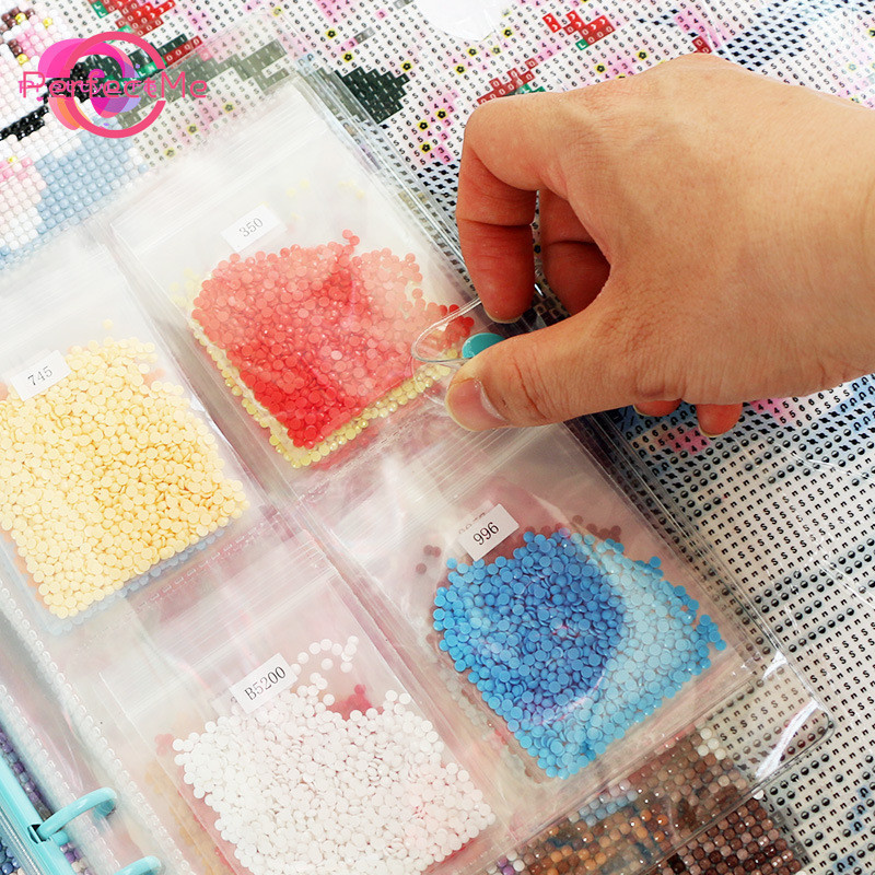 PMAll-in-One Diamond Painting Organizer Set Diamond Bead Storage Pouch 447 DMC Labels Self-Sealing B