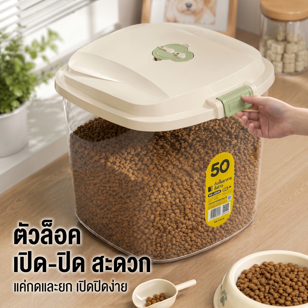 🐈‍⬛กล่องอาหารสัตว์เลี้ยง ถังอาหารสุนัขสูญญากาศ ความจุขนาดใหญ่10 กก. พร้อมถ้วยตวง เก็บรักษาความสด กันความชื้น ป้องกันแมลง