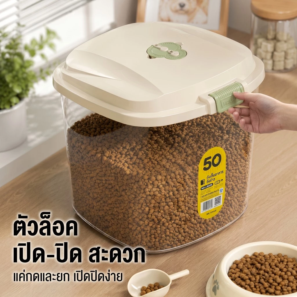 🐈⬛กล่องอาหารสัตว์เลี้ยง ถังอาหารสุนัขสูญญากาศ ความจุขนาดใหญ่10 กก. พร้อมถ้วยตวง เก็บรักษาความสด กันความชื้น ป้องกันแมลง