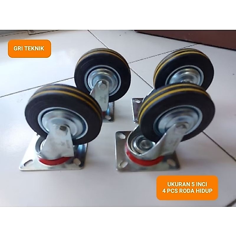 ต่อชุด 4 ชิ้น!!! 5" HH-HH - BLACK RUBBER FLAT WHEELS 5" (125) LIVE (4 ชิ้น LIVE WHEELS) / 5" ESTALAS