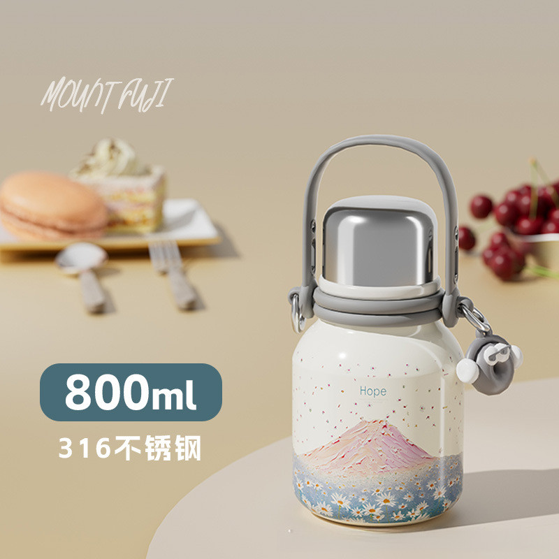 มูลค่าสูง Daisy Begonia ดอกไม้แบบพกพาประกอบ Ice Master ถ้วย 316 สแตนเลสขนาดใหญ่-ความจุ Thermos ถ้วยกลางแจ้งรถฉนวนกันความร้อนเย็น Ke
