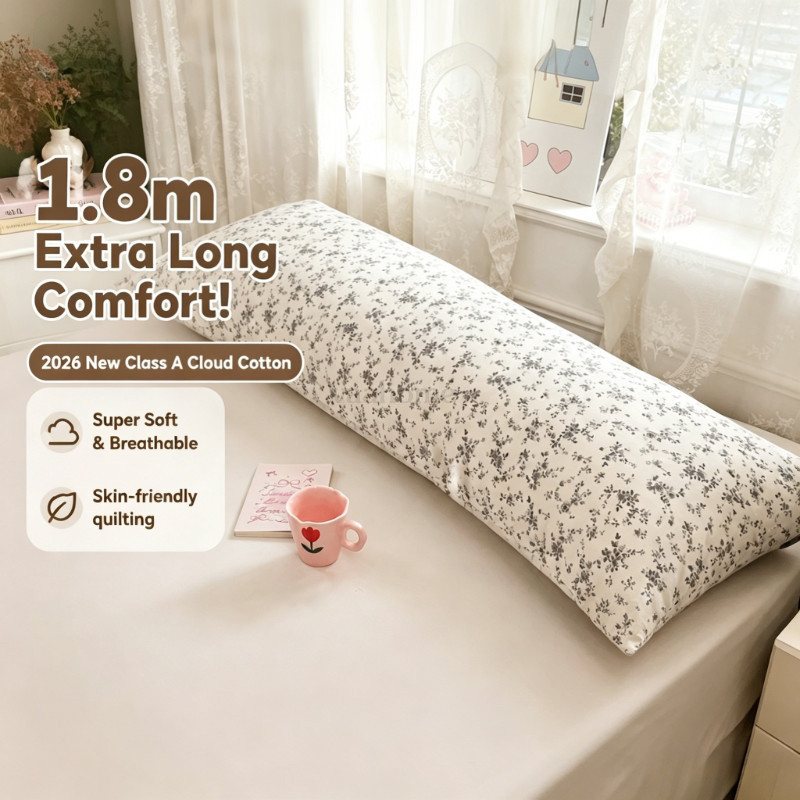 Vaahome 2026 ใหม่ ระดับ ก คลาวด์ ฝ้าย ปลอกหมอนยาวพิเศษ 1.8 เมตร, ปลอกหมอนคู่ผ้านวมชั้นเดียว, ผ้าฝ้ายสูงทุกฤดูกาลหมอน