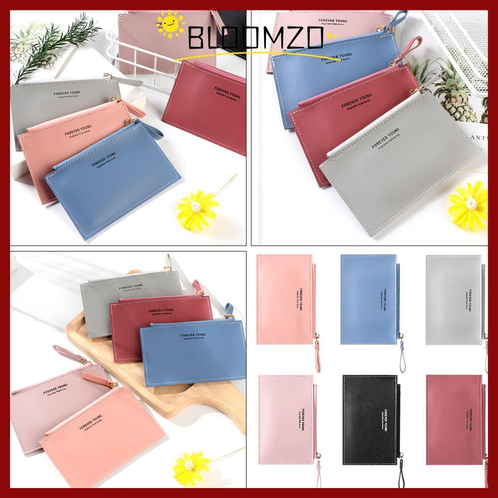 จัดส่งจากประเทศไทยBLOOMZO Short Purse Womens Name Card Holder PU Pure Color