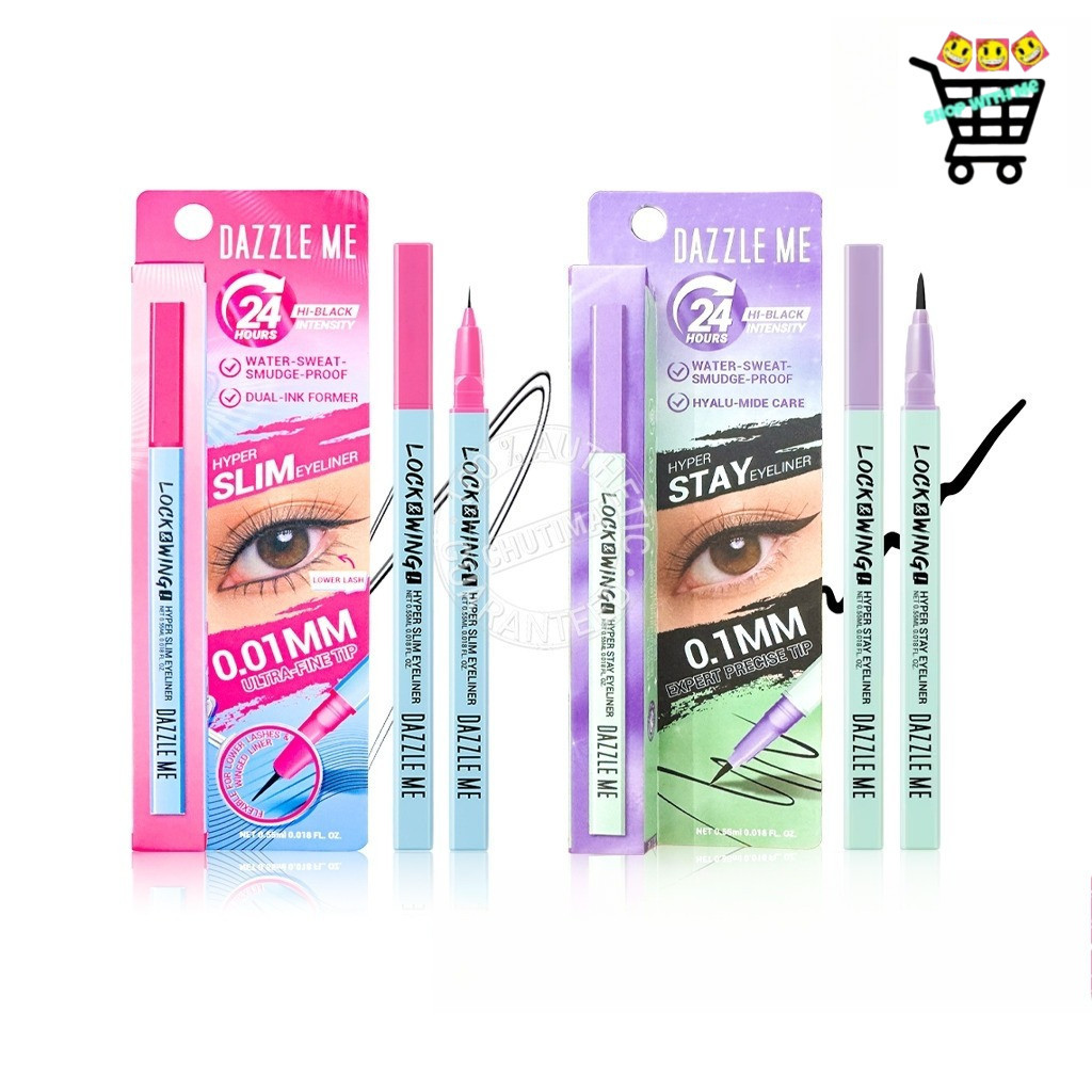 สมายด์ขายถูก DAZZLE ME แดซเซิล มี ล็อค & วิงค์ อายไลเนอร์ Dazzle Me Lock & Wing Hyper Slim / Hyper Stay Eyeliner 0.55 ml