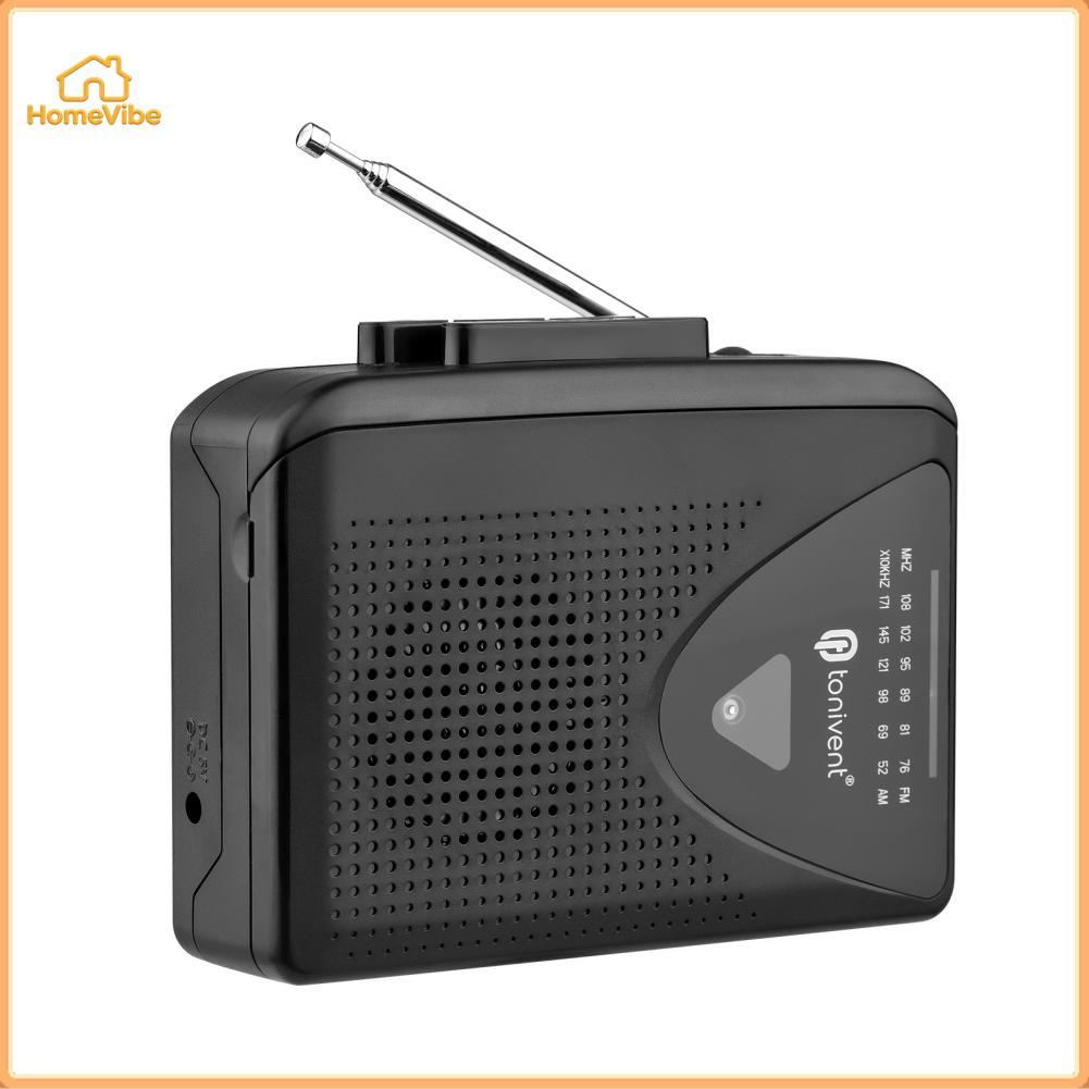 HomeVibe ทั่วไปเครื่องเล่นเทปคาสเซ็ตแบบพกพา AM วิทยุ FM เทปมินิสเตอริโอพร้อมแจ็คหูฟัง 3 ใน 1 ฟังก์ชั่นขนาดกะทัดรัดการออกแบบสไตล์วินเทจสำหรับ Home School Travel Crystal Clear Music Dual