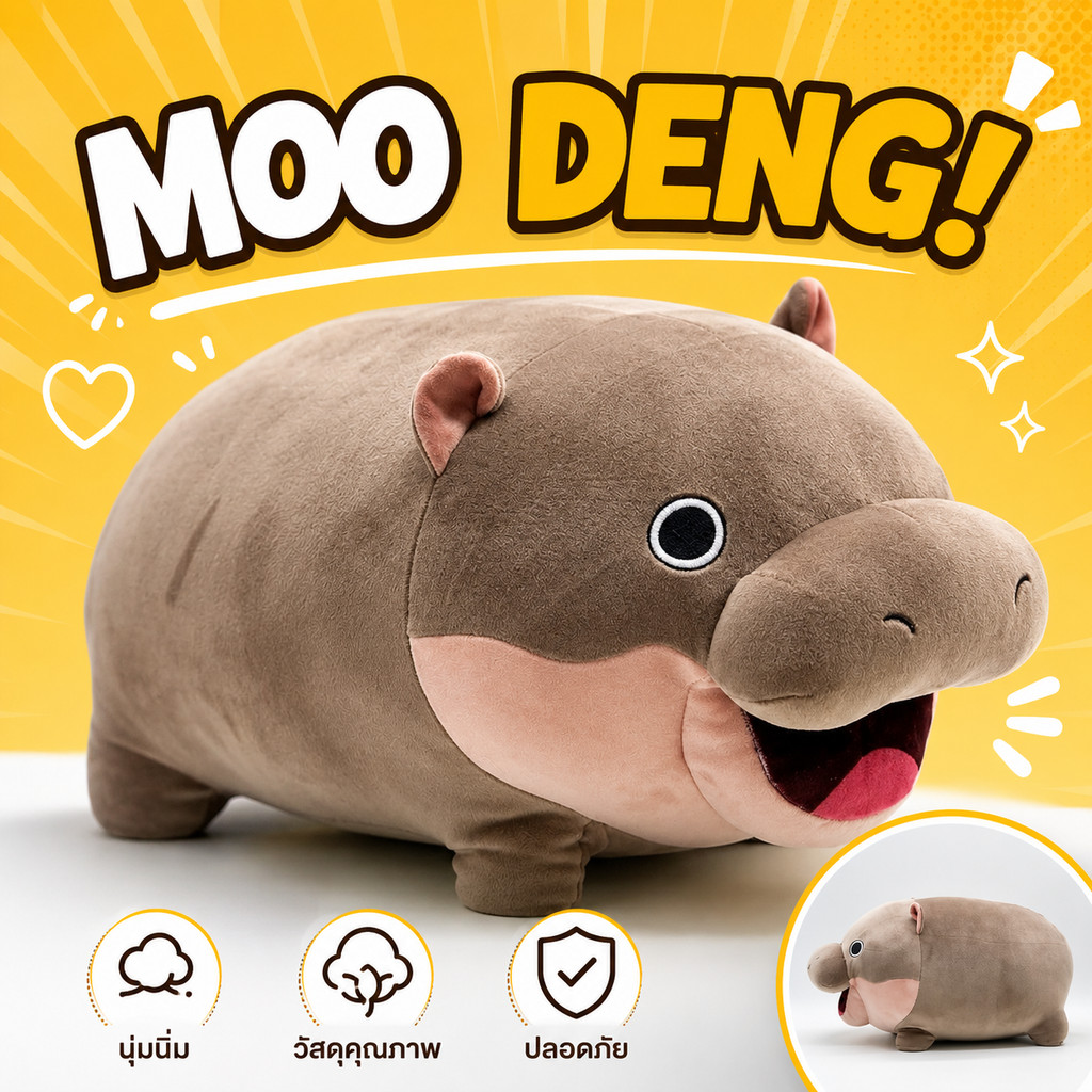 จัดส่งรวดเร็ว🔥ตุ๊กตา moo deng hippo plush ตุ๊กตาผ้าพลัฌ หมูเด้ง ของขวัญสำหรับเด็ก ตุ๊กตา