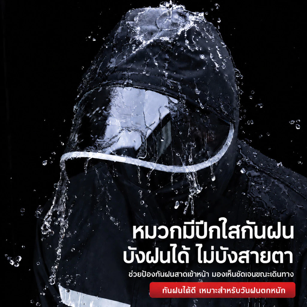 ชุดกันฝน เสื้อและกางเกง มีแถบสะท้อนแสง กันน้ำกันลม สำหรับมอเตอร์ไซค์ thumbnail 4