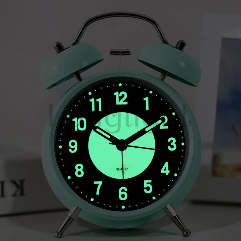 เงียบ Non-Tick Analog ควอตซ์ 4 นิ้วแบตเตอรี่ดําเนินการ Twin Bell นาฬิกาปลุก Loud พร้อม Backlight สําหรับห้องนอน XBSU