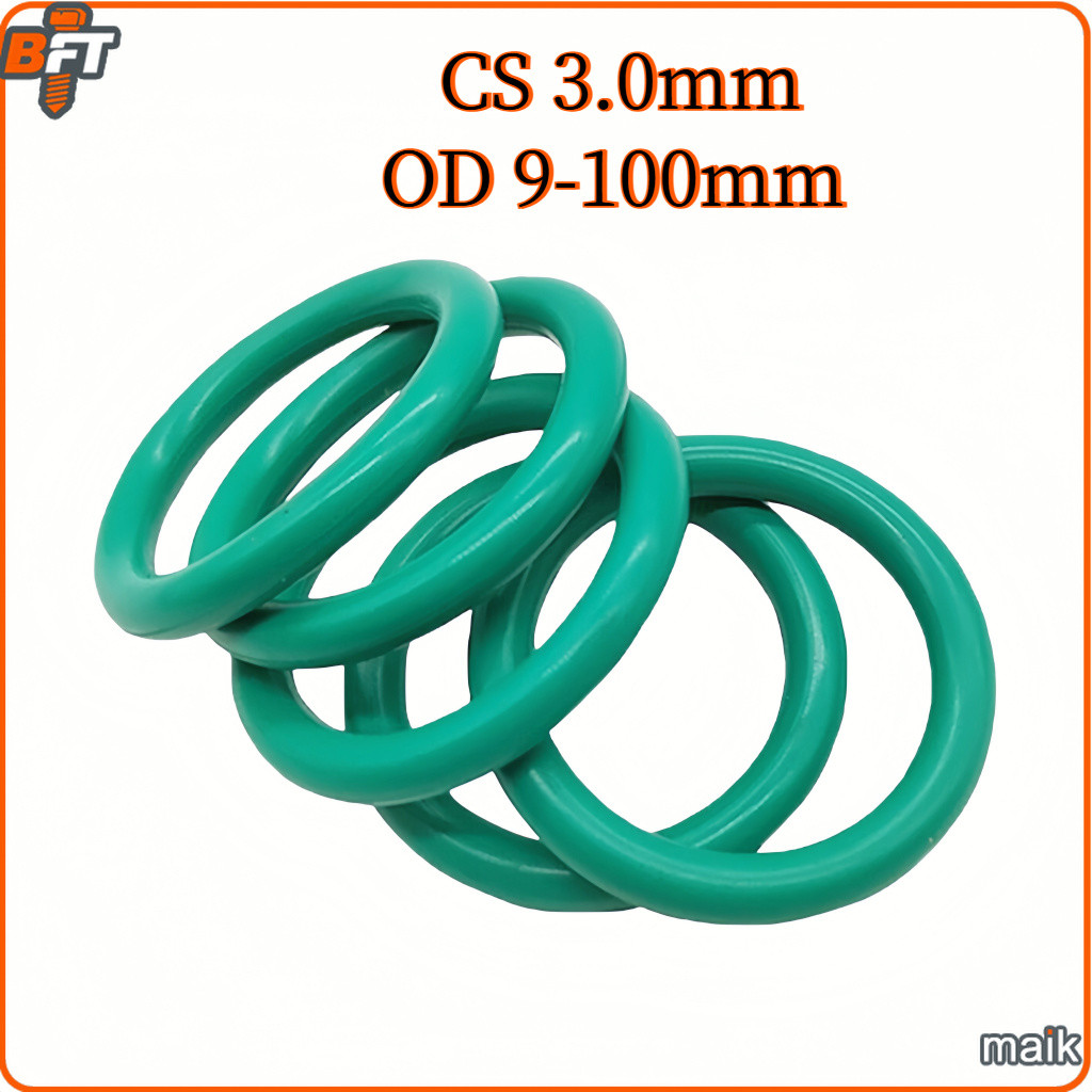 โอริงสีเขียว ยางฟลูออรีน FKM CS 3.0mm OD 9-100mm Green O-ring Fluororubber ทนความร้อน ทนน้ำมัน [maik-1]