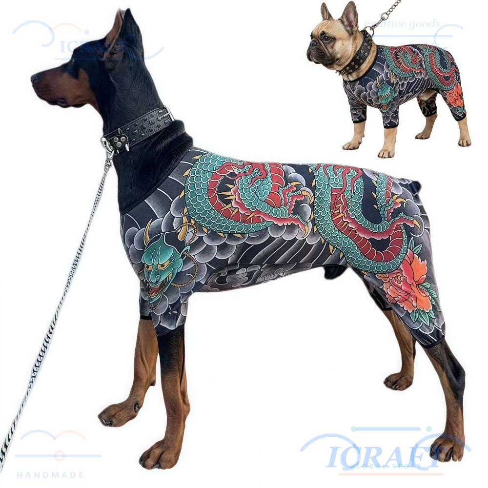 เสื้อกั๊กสักสัตว์เลี้ยง ICRAFT, เหมือนจริง Four Seasons Dog Cat Tattoo Jacket, ความคิดสร้างสรรค์ Cool Breathable Close-fit เสื้อผ้าสัตว์เลี้ยงสําหรับสัตว์เลี้ยง S ถึง 6XL