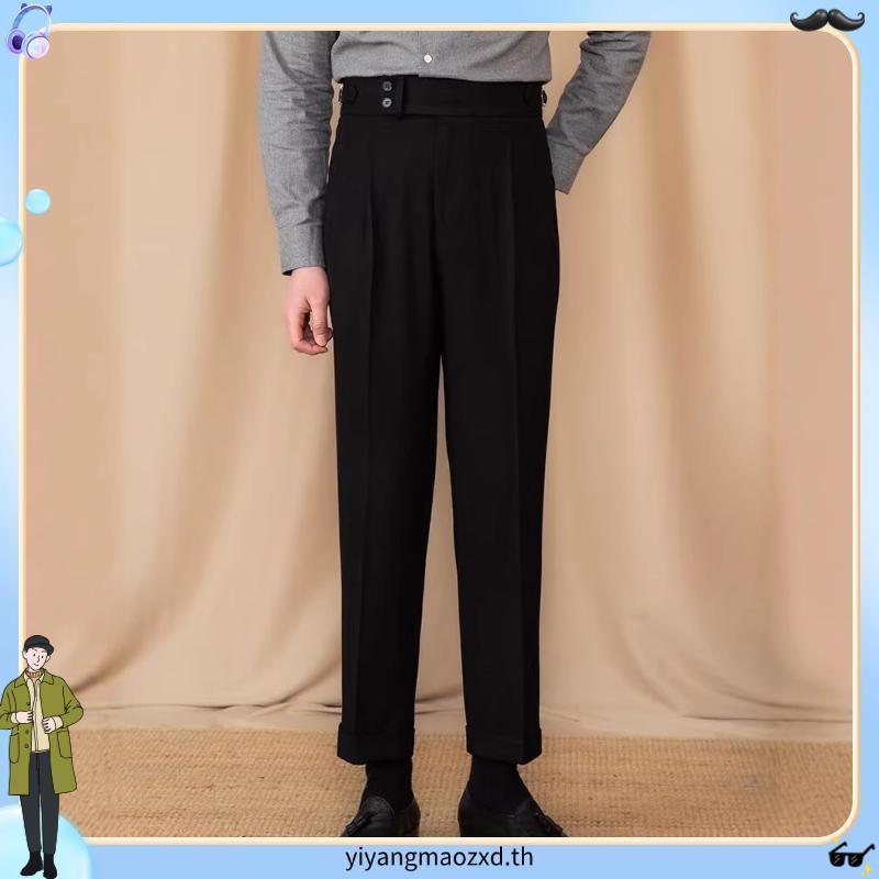 Meason gurkha pants ผู้ชาย สั่งตัด ไม่ต้องคาดเข็มขัด เอวปรับได้ เอวสูง ตรง ผ้าคุณภาพสูง TH-666