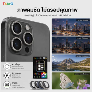 (5อันราคาส่ง) ฟิล์มเลนส์กล้อง Eagle Eye สีตรงเครื่อง 1:1 กระจกนิรภัย 9H ขอบไทเทเนียม สำหรับiPhone17PROMAX 16 15 14PRO