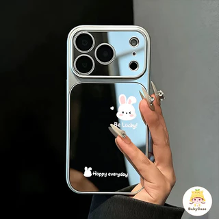 เคสโทรศัพท์กระจกกระต่ายน้อยน่ารักเรียบง่าย เคสไอโฟน17 เหมาะสำหรับIPhone X XS Max17 16 11 13 XR 14 12 ProMAX 14 Plus
