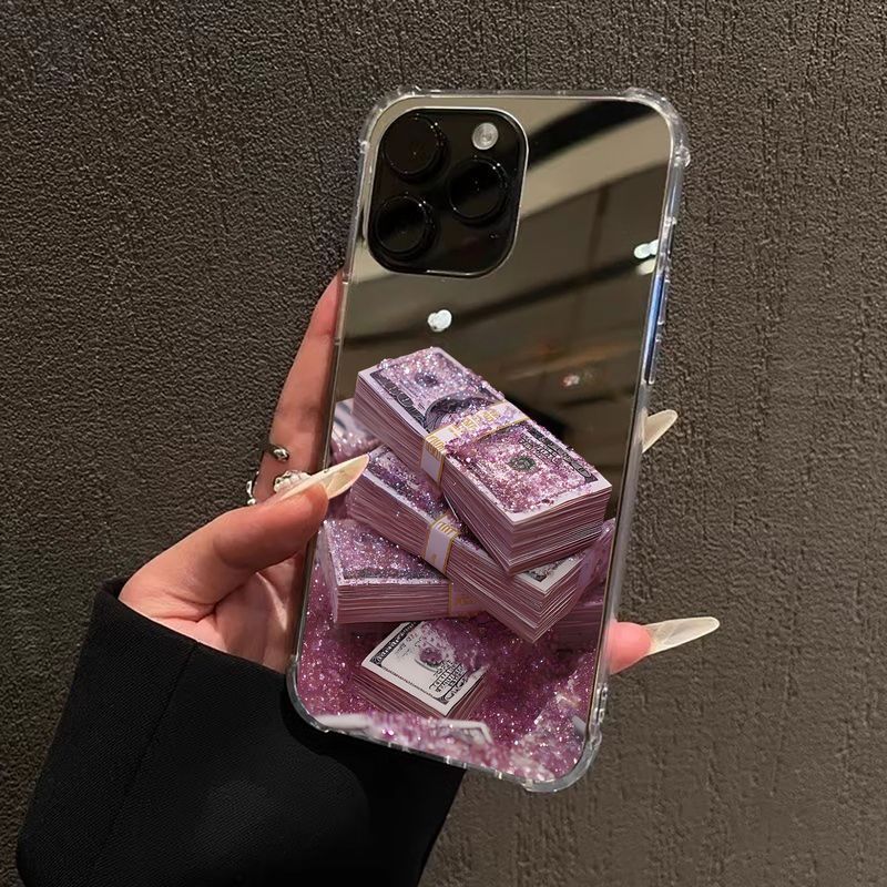 J5readystock Romantic Money iPhone17ProMax Apple 16 เคสโทรศัพท์ 15 US Dollars Mirror Fortune 14 Simp