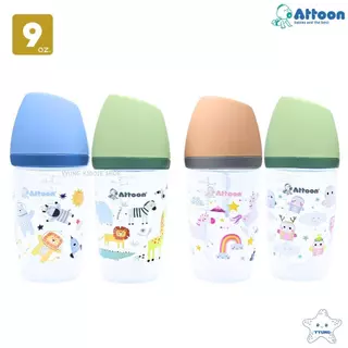 Attoon ขวดนมคอกว้าง ฝาสโลป แพ็คคู่ 5 , 9 ออนซ์ พร้อมจุกไม่ดูดไม่ไหล YYUNG Kiddie Shop
