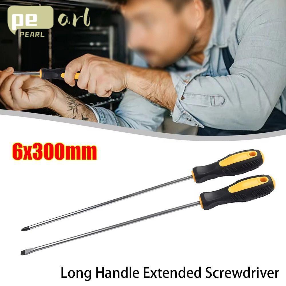 PEARLTH 1/2 ชิ้นขยายไขควง, Slotted Cross Head Magnetlc ยาวไขควง, 6x300 มม.ยางจับอเนกประสงค์คู่มือสกรูไดร์เวอร์