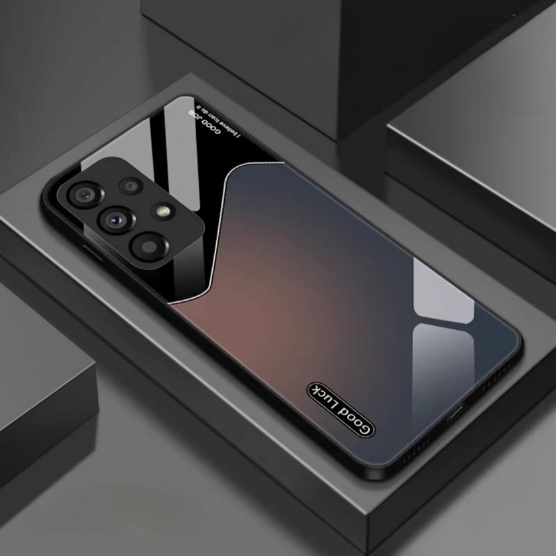 SAMSUNG GALAXY A72 เคสซิลิโคนฝาหลังกระจกนิรภัยปลอกแฟชั่น Premium Good Luck