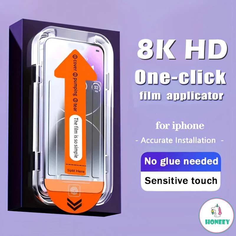 One-Click Film Applicatorกระจกนิรภัยป้องกันหน้าจอสําหรับiPhone 16 15 14 13 12 11 17 Pro Max 16e Anti-Spyกระจกป้องกันฟิล์มiPhone16 Pro Max XR X XS 7 8 16Plus