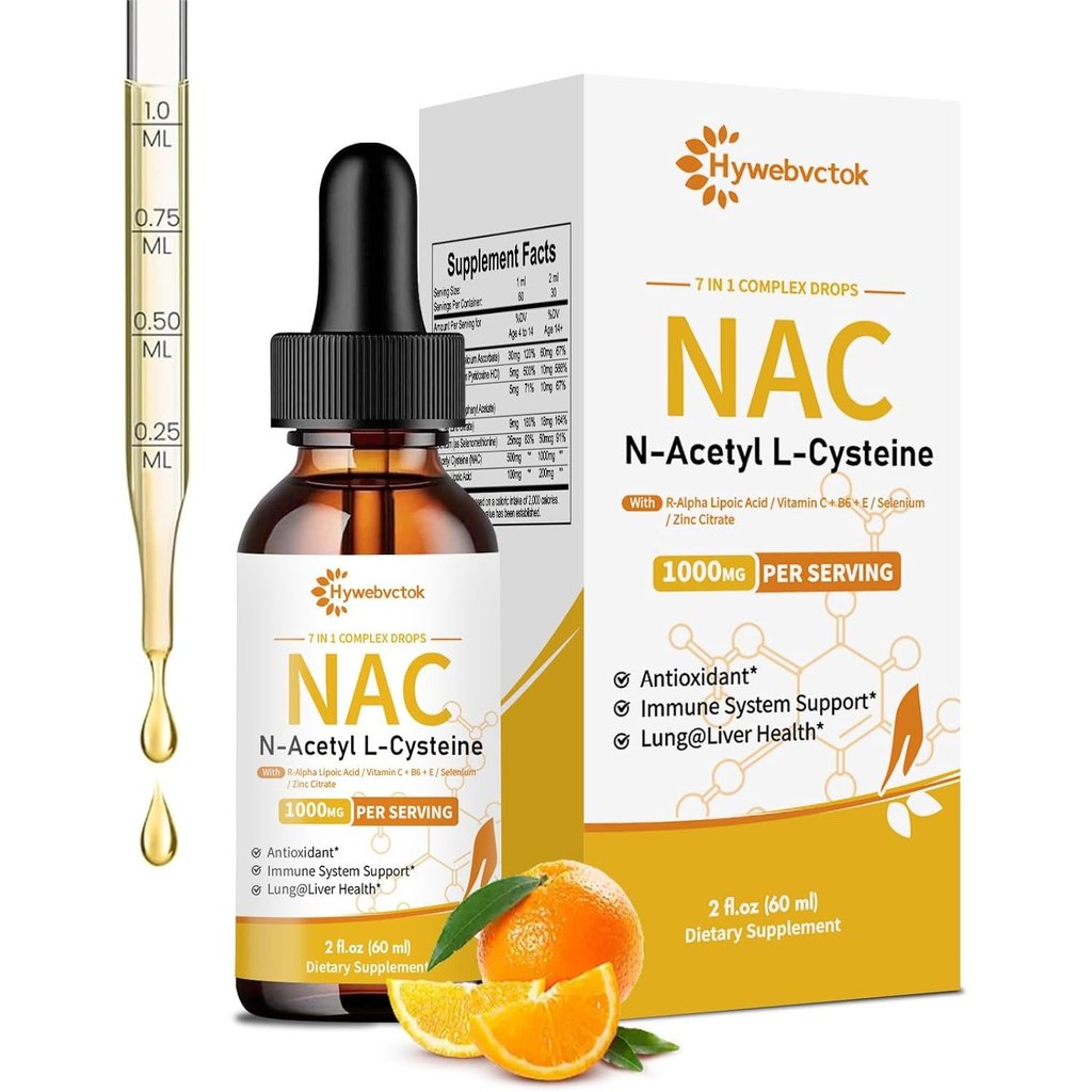 แบบน้ำ NAC หยด 1000 มก., NAC อาหารเสริม N - Acetyl Cysteine พร้อม R - Alpha ไลโปอิก กรด, NAC สำหรับเ