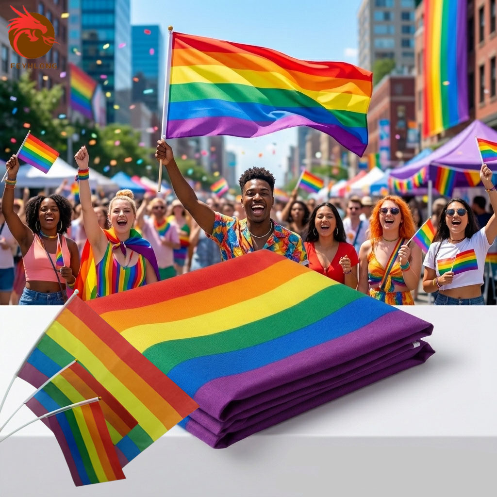ธงสายรุ้ง Rainbow flag ธงพร้อมก้าน ธงหลากหลายทางเพศ ธงสีรุ้ง Pride Month 🏳‍🌈 ธง LGBT flag ธงชาติไทย