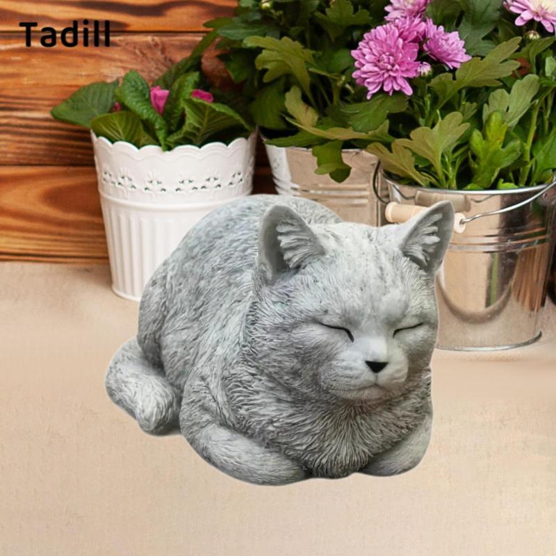 [negjsg] Garden Cat Figurine, รูปปั้นแมวกลางแจ้ง, ของตกแต่งบ้าน, ตกแต่งกลางแจ้งที่ไม่ซ้ําใคร, , Memoria, เครื่องประดับแมว