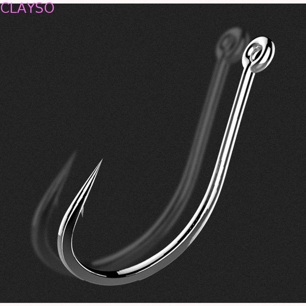 CLAYSO Barbed ตะขอตกปลา 50 ชิ้น Sea Pint Hook High Carbon ปลาคาร์พ Fly Fishing Hook สแตนเลสทนทาน Lure Hooks Big Long Shank