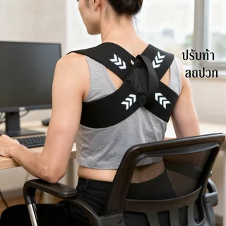 เข็มขัดพยุงหลัง แก้หลังค่อม ปรับบุคลิก ดามหลัง ระบายอากาศ ใส่สบาย ผู้หญิง ผู้ชาย ออฟฟิศ