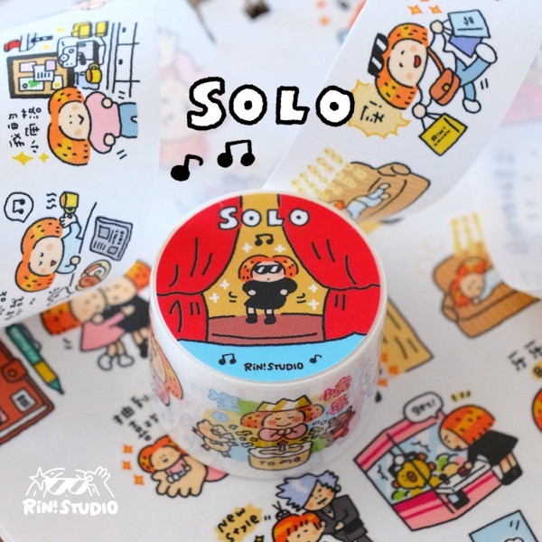 [Lin Hammer] SOLO Play Alone Washi Tape Girls Daily Die-cut Handbook วัสดุตกแต่งม้วนสติ๊กเกอร์