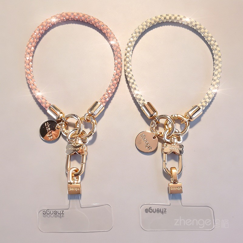 Original High-End กระพริบเพชรโซ่โทรศัพท์มือถือสั้นสีทึบโทรศัพท์มือถือ Lanyard Rhinestone โซ่แบบพกพากล้องจี้แบบพกพาประณีตพวงกุญแจ Anti-Lost