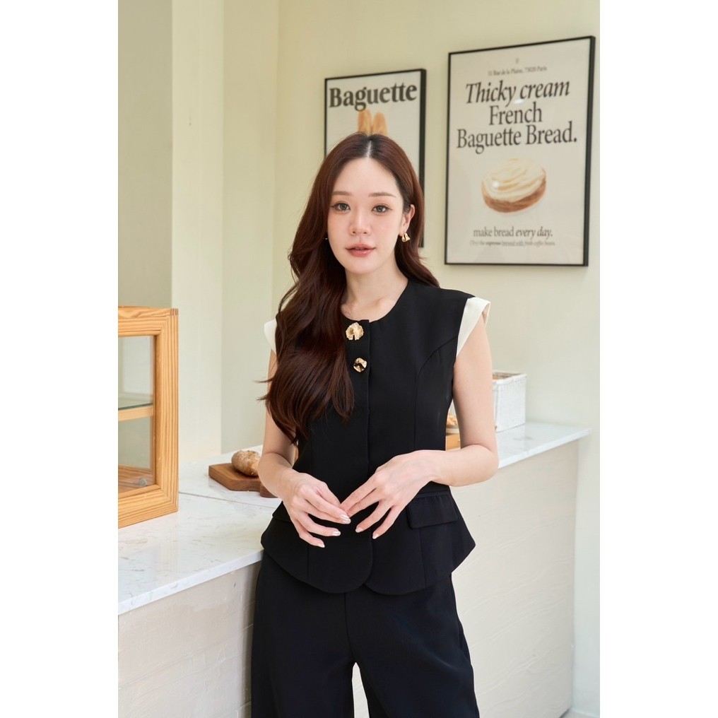 ร239 B&C SET  XL พร้อมส่ง-size อื่นหมดผ้าทิ้งตัวนุ่มมีน้ำหนัก 🖤 Set 2pcs. เสื้อแขนกุด ผ้าพรีเมี่ยมอย่างดี