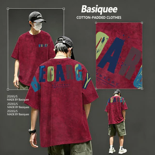Basi💥เสื้อผู้ชาย เสื้อยืด oversize เสื้อฟอก วินเทจ สตรีท เกรดพรีเมียม เสื้อคอตตอน ไม่หดตัว ใส่สบาย "BEUARGY"