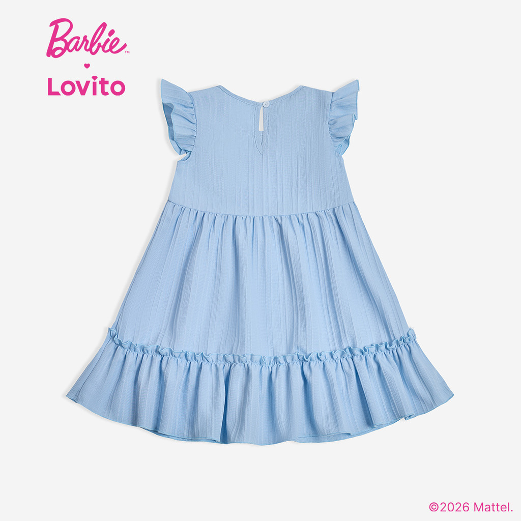 Barbie × Lovito Kids فستان بنات أزرق بكشكش — صورة 5