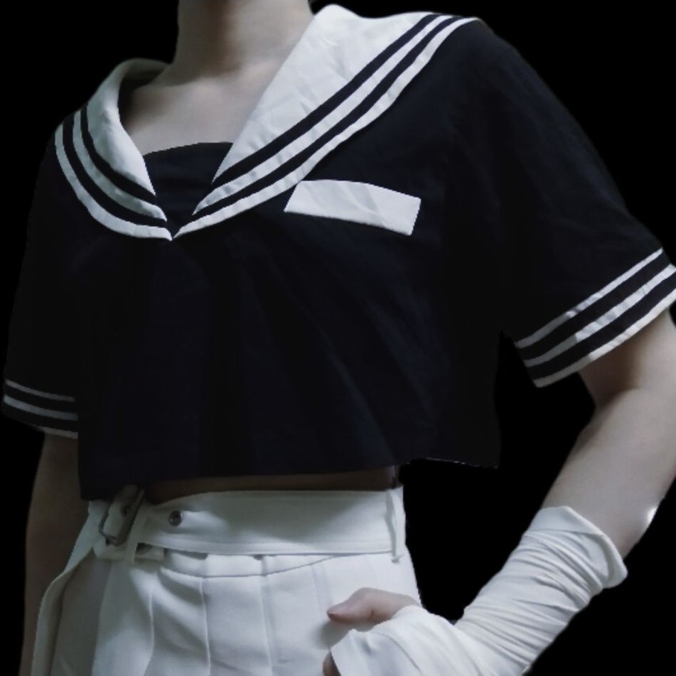 เสื้อครอปคอปกกะลาสีมือ 2 ชิ้น IEF กะลาสี/harajuku/jk/shoujo/y2k/seifuku