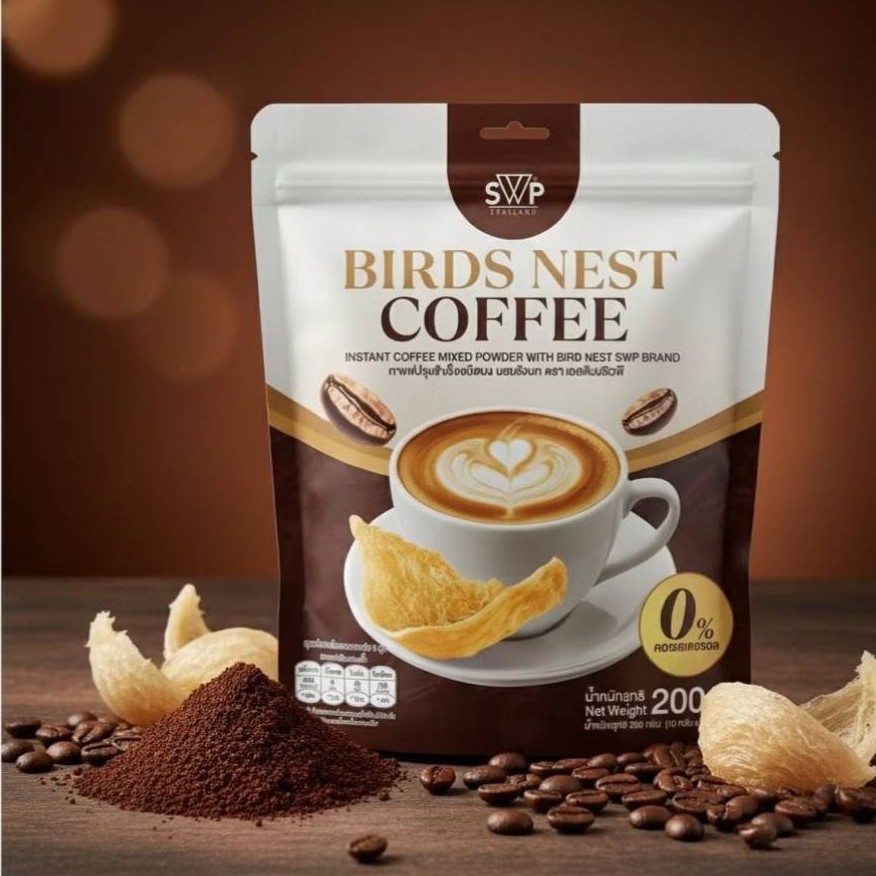 SWP Bird Nest Coffee กาแฟรังนกคอลลาเจน 1ห่อ 30ซอง