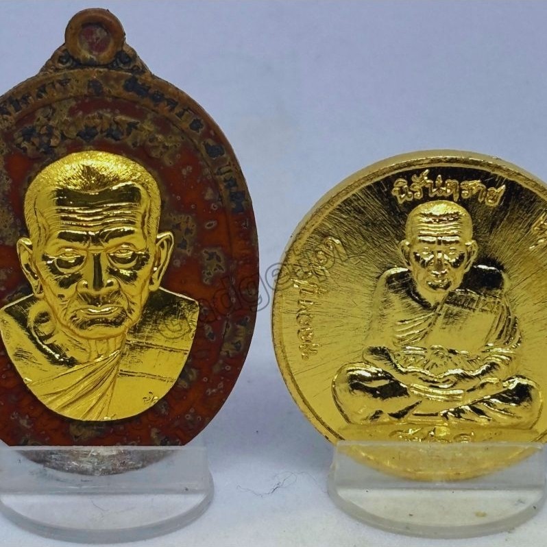 (577) เหรียญพระแท้ จี้พระ 2in1 เหรียญเนื้อตะปูสังฆวานร หน้ากากชุบทองคำแท้ รุ่น9แชะนิรันตราย หลวงปู่ท