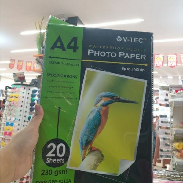 V-TEC A4 GLOSSY PHOTO PAPER 210 แกรม & 230 แกรม