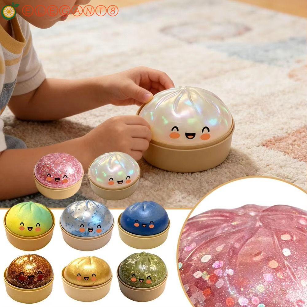 AELEGANT Dumpling Squishes, Dumpling-Shaped Giant Rainbow Bun Sensory Balls,สําหรับผ่อนคลายน่ารักหยิกระยิบระยับนุ่ม Squishy ของเล่นเด็กหญิง