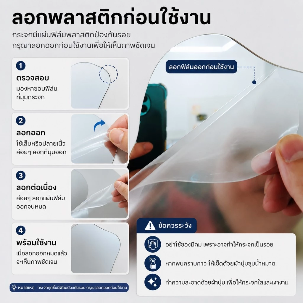 กระจกทรงก้อนเมฆ-ทรงกลม ตั้งโต๊ะ พร้อมฐานวาง แต่งหน้า thumbnail 4
