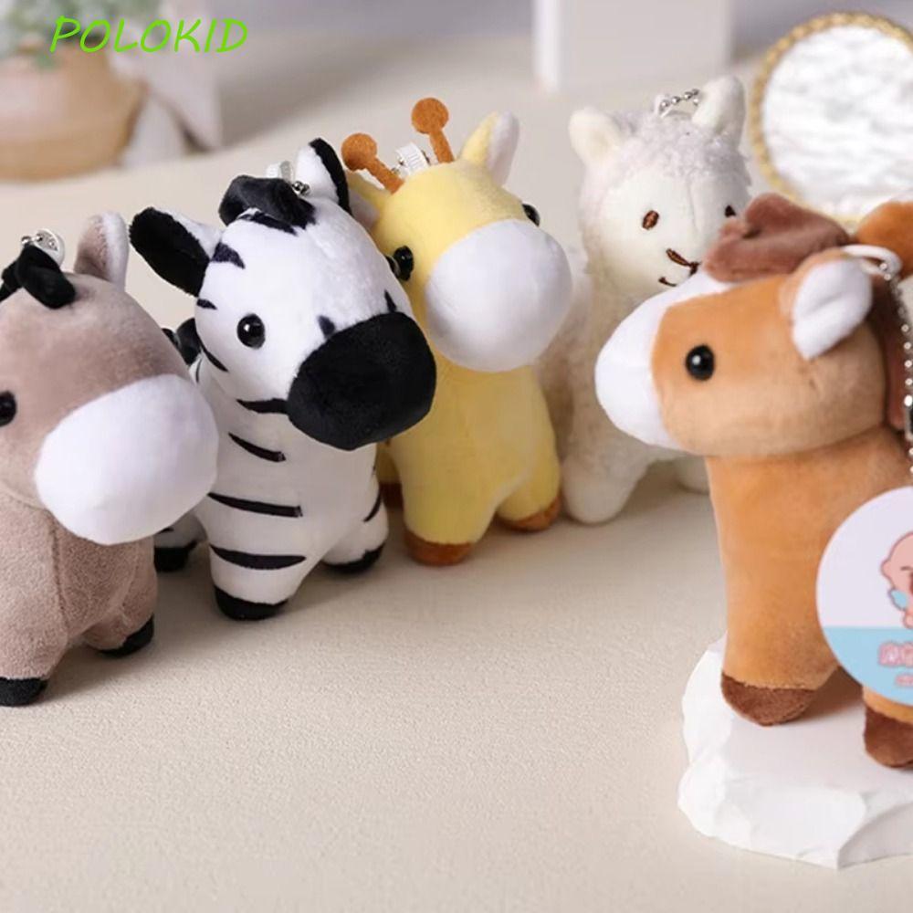 POLOKID จี้ยีราฟ,แขวนตกแต่งตุ๊กตาสัตว์แหวนกุญแจม้า,กระเป๋านักเรียนม้าตุ๊กตาการ์ตูนสัตว์น่ารัก Pony Donkey ตุ๊กตาขนาดเล็กวันเกิดคริสต์มาส