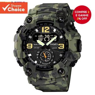 Relógio Digital Militar SKMEI 1637 , Design Vin tage À Prova D'água De 50 M , Pulseira De PU Para Esportes E Casuais