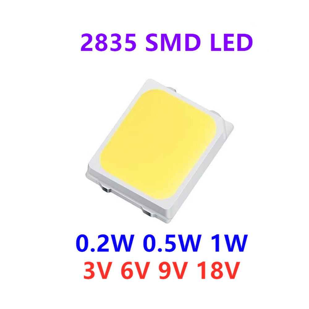 100pcs ความสว่างสูง 2835 SMD ชิป LED 0.5W 1W 18V 9V 6V 3V 130lM Cool เย็นธรรมชาติสีขาว LED 3000K 400