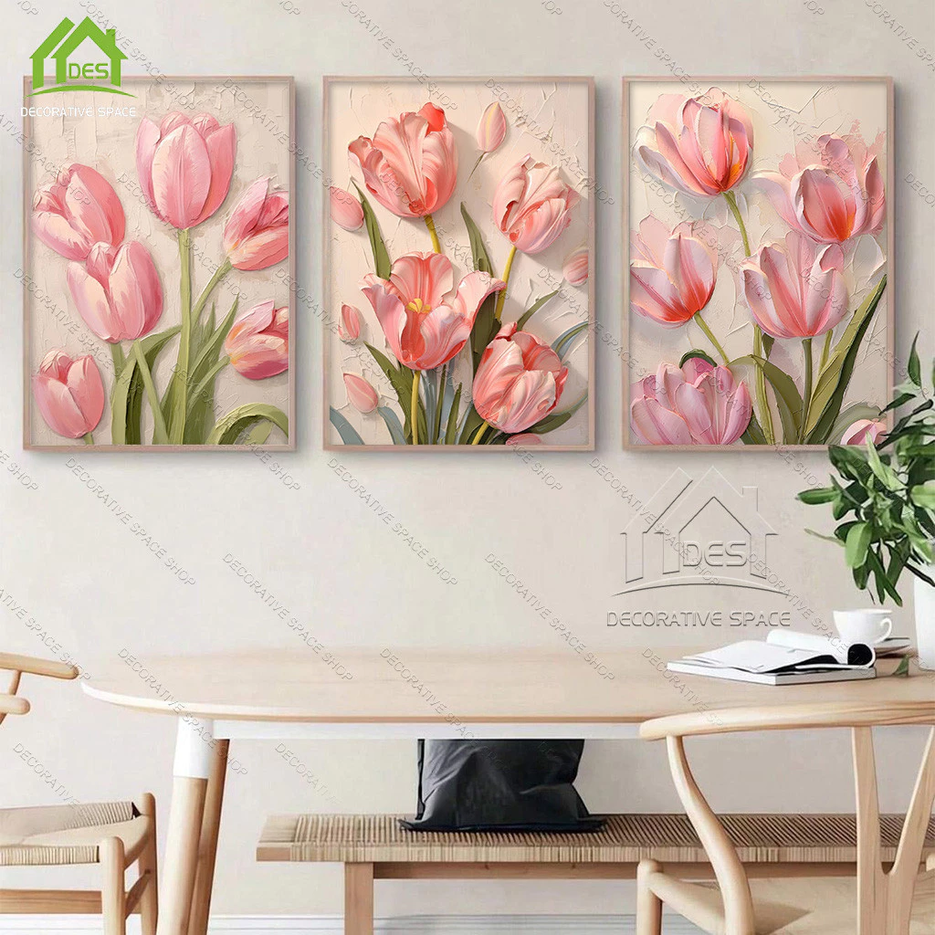 3D ภาพวาดตกแต่ง ดีไซน์ดอกไม้สุนทรีย์ ห้องนั่งเล่น ห้องนอน ตกแต่งผนัง