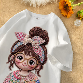 Korean Trend – Digital Printing T-Shirt Kaos Lengan Pendek Oversize Unisex | Motif Gadis Pita Floral Knit | Bahan Katun | Korean Style | Daily Outfit