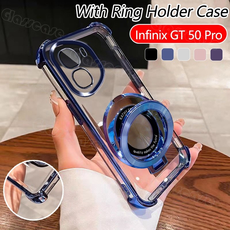 ปลอกสําหรับ Infinix GT 50 5 0 Pro 50Pro GT50Pro GT50 Pro X6891 2026 Clear สี่มุม Anti Fall พร้อมผู้ถือแหวนเคสโทรศัพท์กันกระแทก Came เลนส์ป้องกันกรณีปกหลัง
