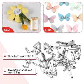 100Pcs เข็มกลัดเงิน คลิปหนีบฐาน เข็มกลัด เข็มกลัด (20 25 มม.)