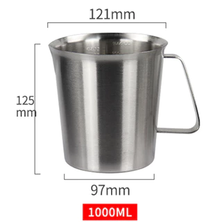 ถ้วยตวงสแตนเลส 304 เกรดอาหาร 500/1000/2000ml แม่นยำ ทนความร้อน สำหรับทำเบเกอรี่ ชงกาแฟ ครัวมืออาชีพ ลดราคา!