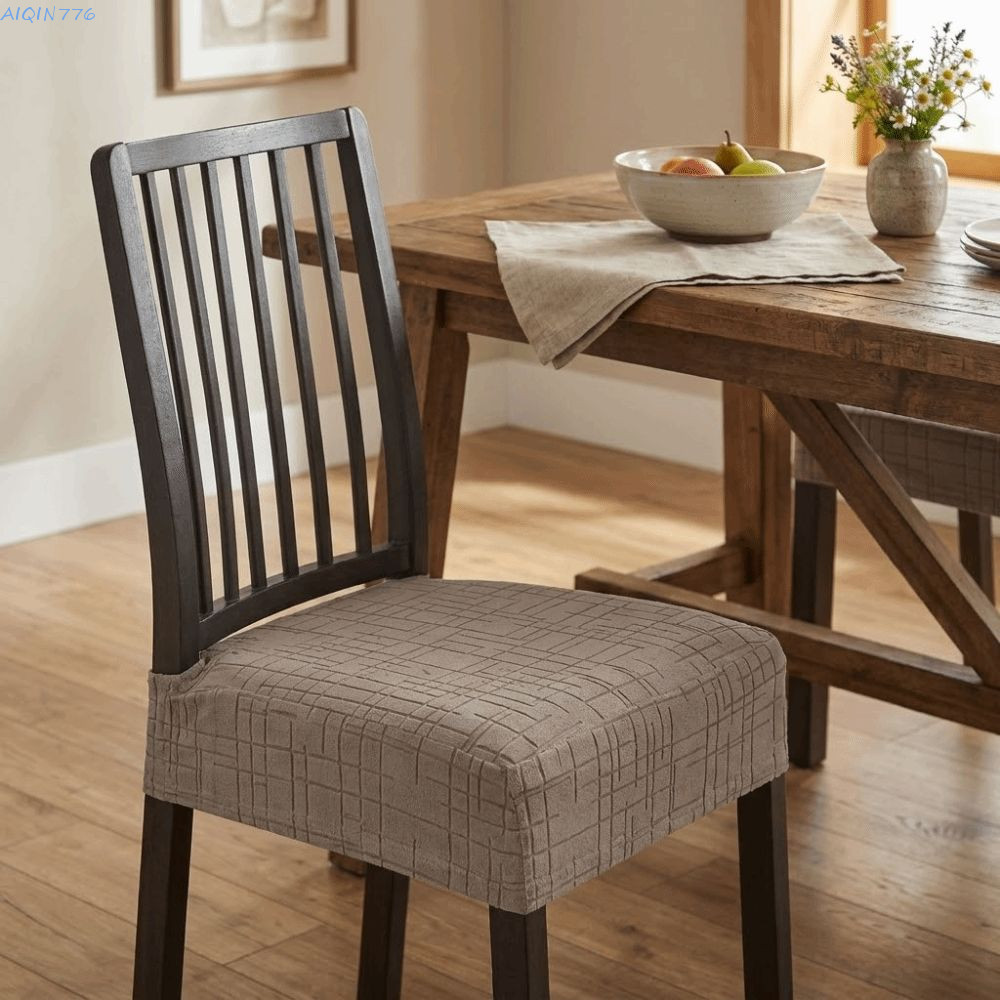 AIQIN77 ผ้าคลุมเก้าอี้รับประทานอาหาร,ผ้า Jacquard ผ้ายืดเบาะเก้าอี้, Universal Fit สีทึบที่ถอดออกได้ Anti-Slip Elastic Seat Slipcover Cafe ใช้