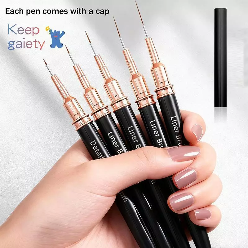[Kpt-t] 5PCS Nail Art Liner แปรงขนาดภาพวาดเล็บออกแบบปากกา 4/8/12/20/25 มม.เครื่องมือสําหรับเส้นยาวรายละเอียดบางปากกาแต่งเล็บ [ใหม่]