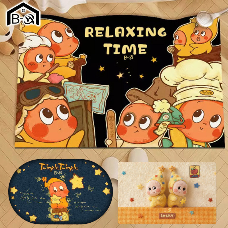 BHQ พรมไดอะตอม ซึมซับน้ำดี แห้งเร็ว กันลื่น ลายการ์ตูนน่ารัก ขนาด 40x60cm สำหรับห้องน้ำ หน้าบ้าน